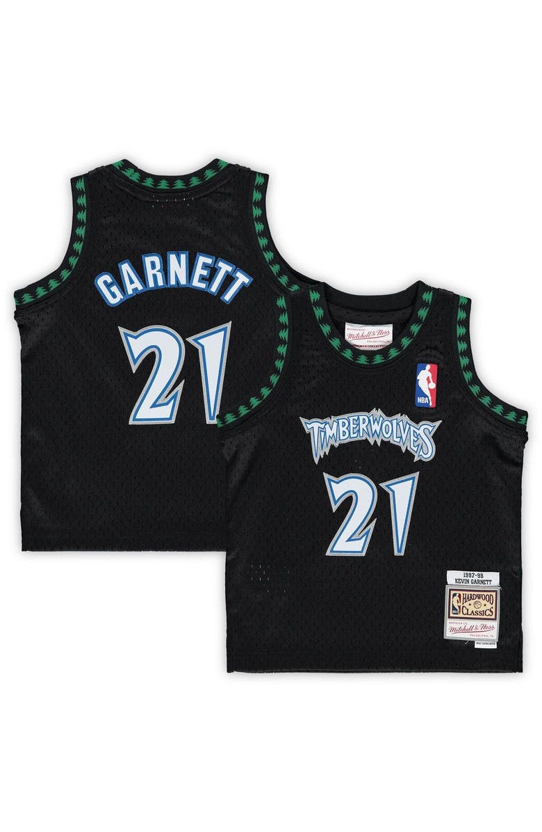 Mitchell & Ness Infant Mitchell & Ness Kevin Garnett Black Minnesota Timberwolves 1997/98 Hardwood Classics Retired Player Jersey, Main, color,