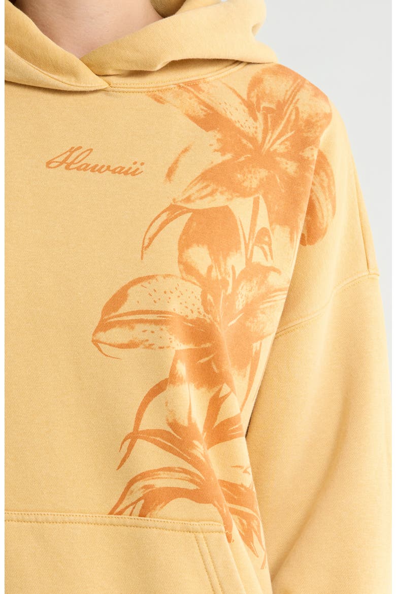 Hawaii Floral Print Hoodie, Alternate, color, CARAMEL YELLOW