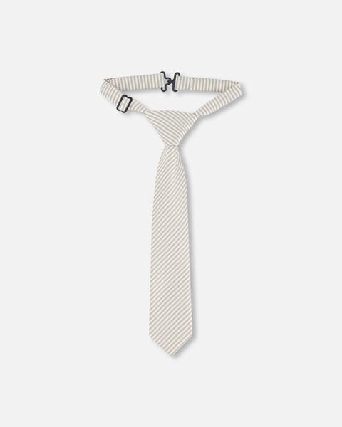 Boy's Neck Tie Light Taupe Striped
