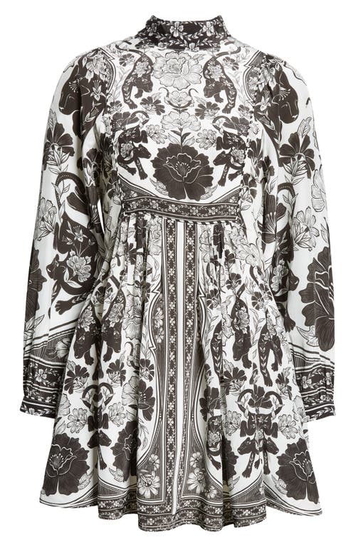 Farm Rio Flower Leopards Long Sleeve Dress In Flower Leopards Off-