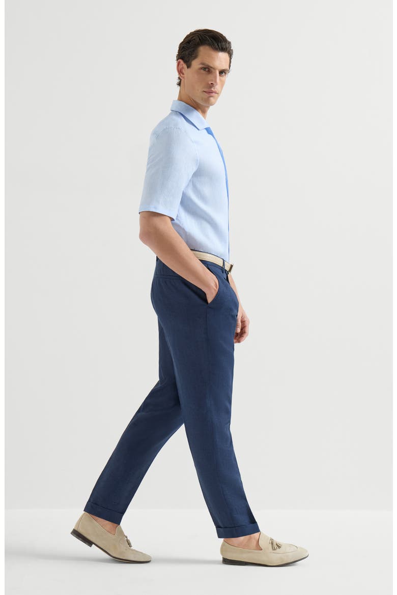 Délavé linen trousers, Alternate, color, Navy Blue
