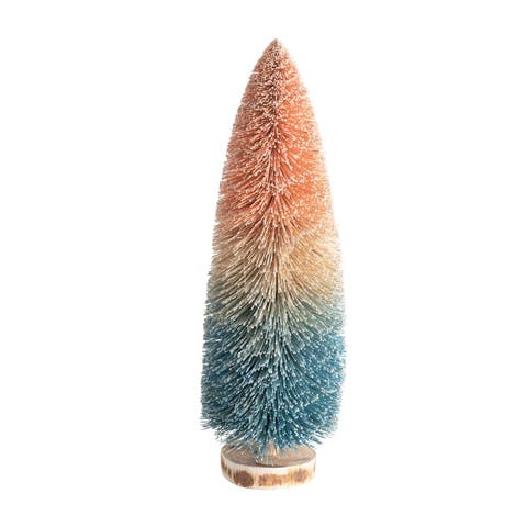 Sisal Bottle Brush Tree with Wood Base, Pink to Blue Ombre