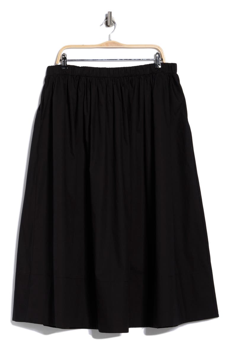 Cotton Poplin Midi Skirt, Alternate, color, BLACK