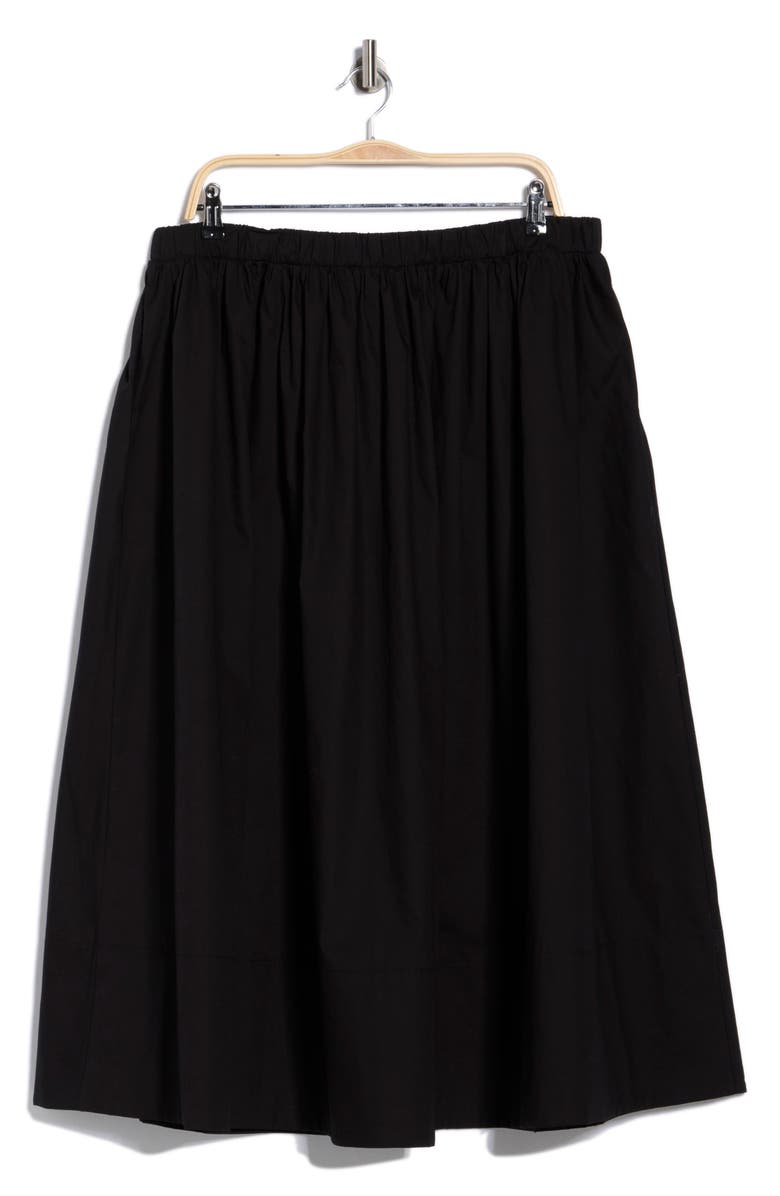 Renee C Cotton Poplin Midi Skirt, Alternate, color, Black