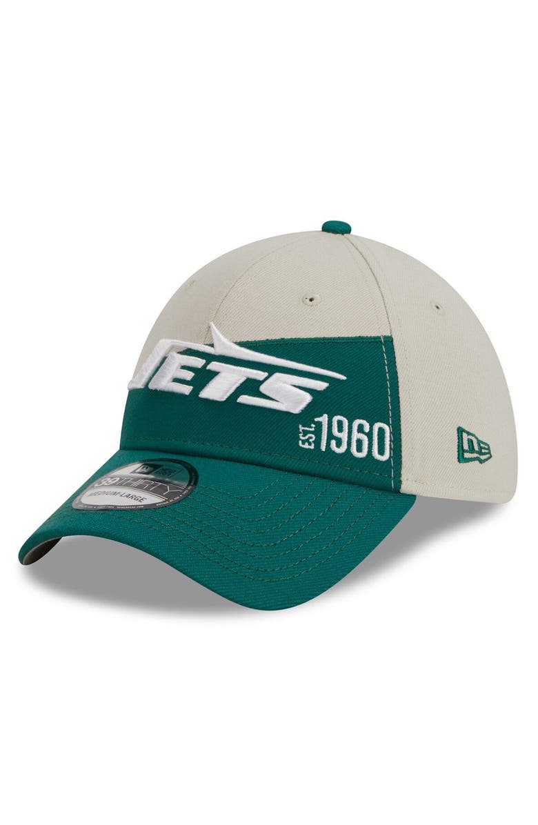 New Era Men's New Era Cream/Kelly Green New York Jets 2023 Sideline Historic 39THIRTY Flex Hat, Main, color, Cream