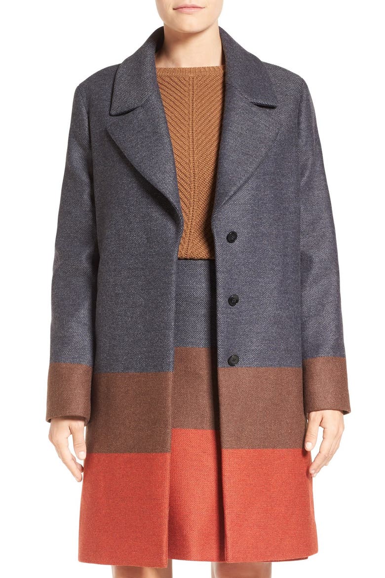 'Colora' Long Wool Blend Jacket, Main, color, CINNAMON FANTASY