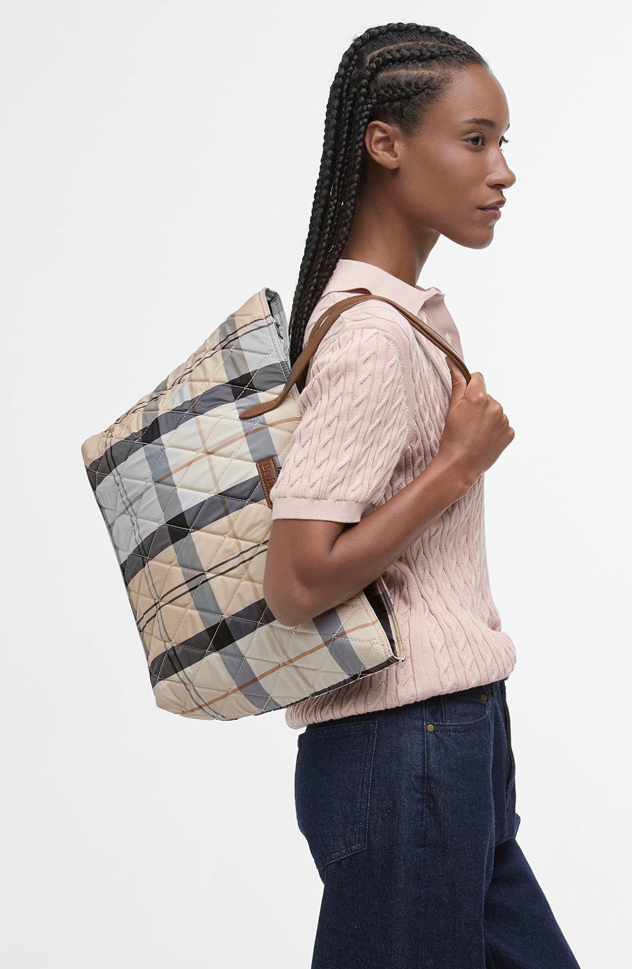 Barbour Wetherham Plaid Quilted Tote, Alternate, color, 