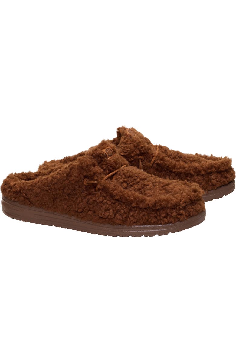 Hey Dude Wally Faux Shearling Slipper, Alternate, color, Downtown Brown