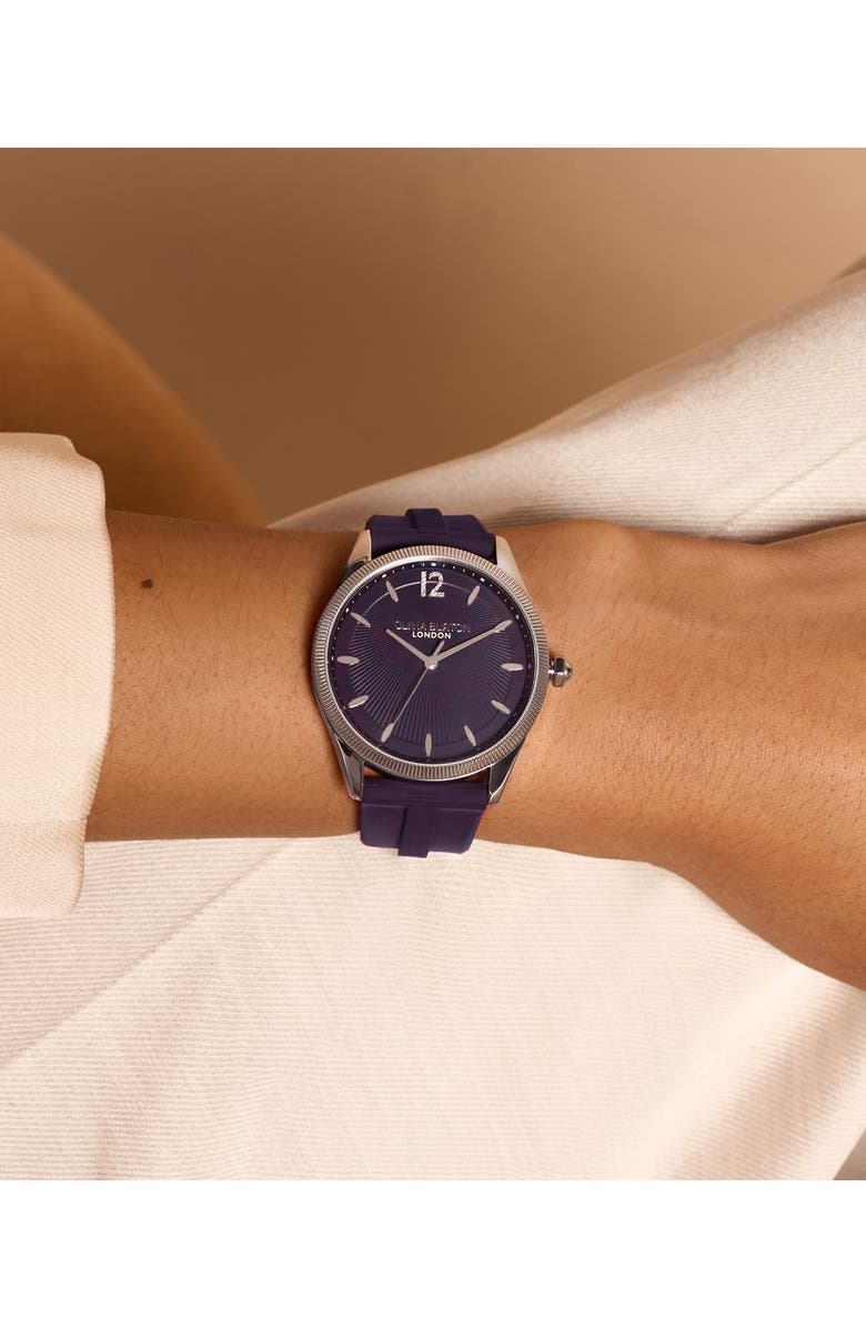 Olivia Burton Radiate Silicone Strap Watch, 38mm, Alternate, color, Purple