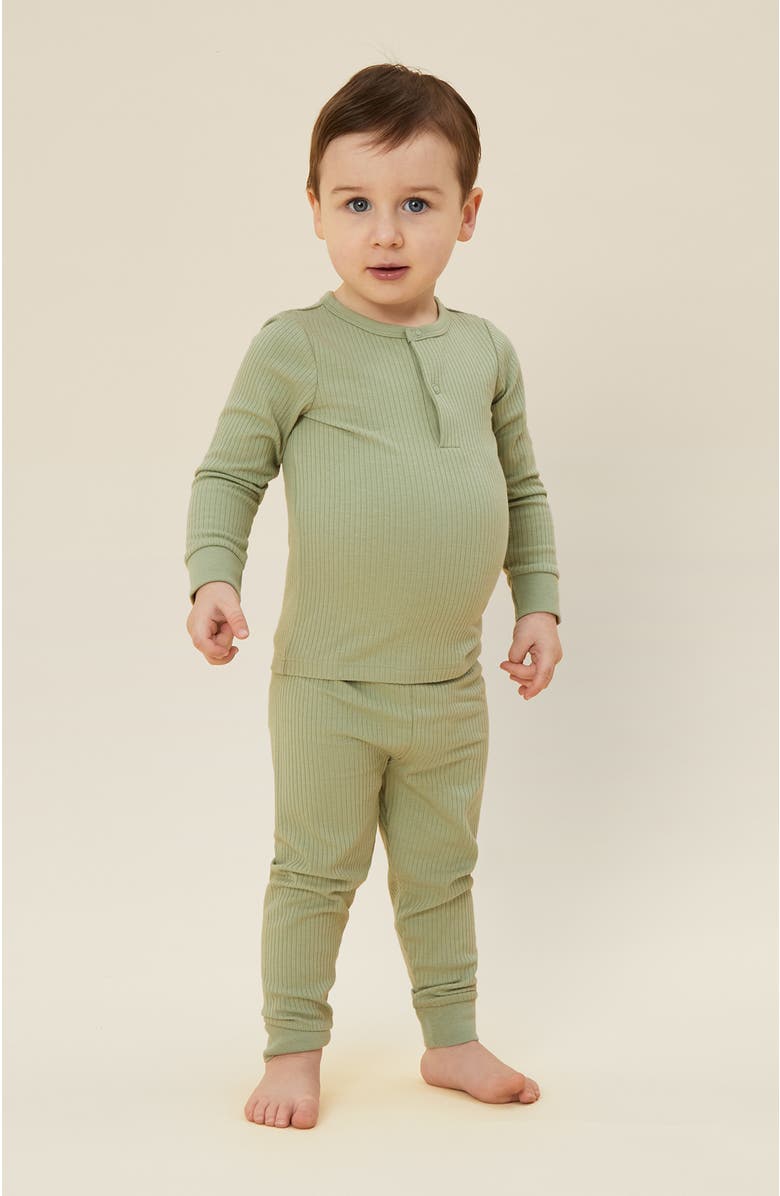 MORI Ribbed Pyjamas, Alternate, color, Sage