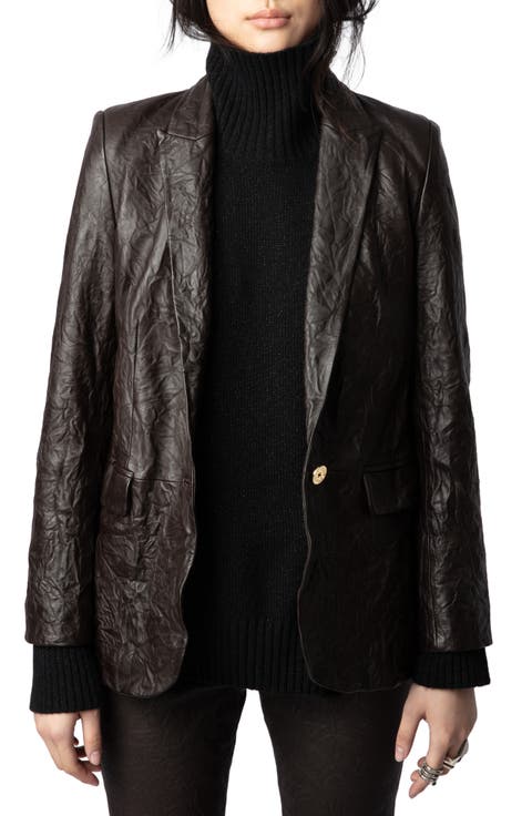 Valse Crinkled Leather Blazer