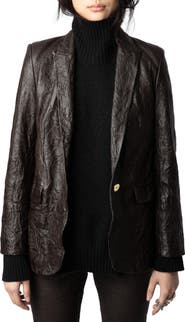 Zadig & Voltaire Valse Crinkled Leather Blazer