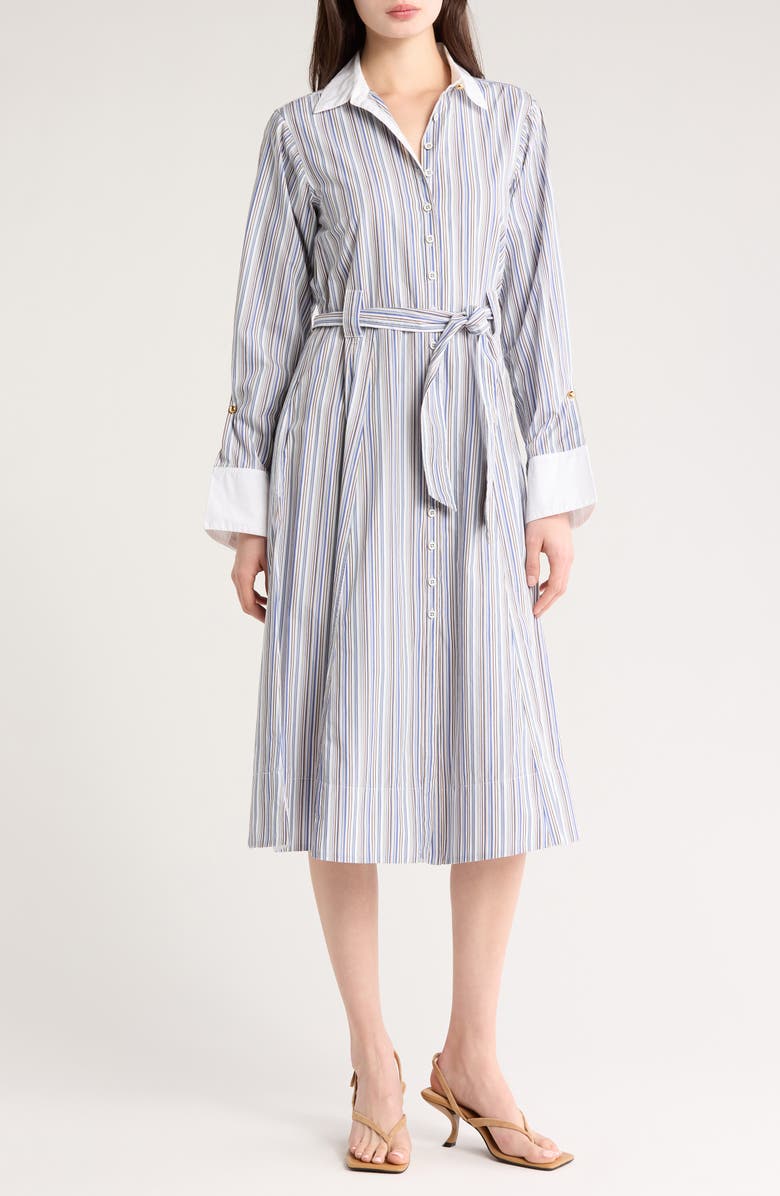 Derek Lam 10 Crosby Alana Stripe Long Sleeve Shirtdress, Main, color, 