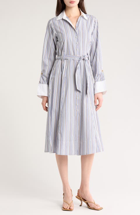 Alana Stripe Long Sleeve Shirtdress