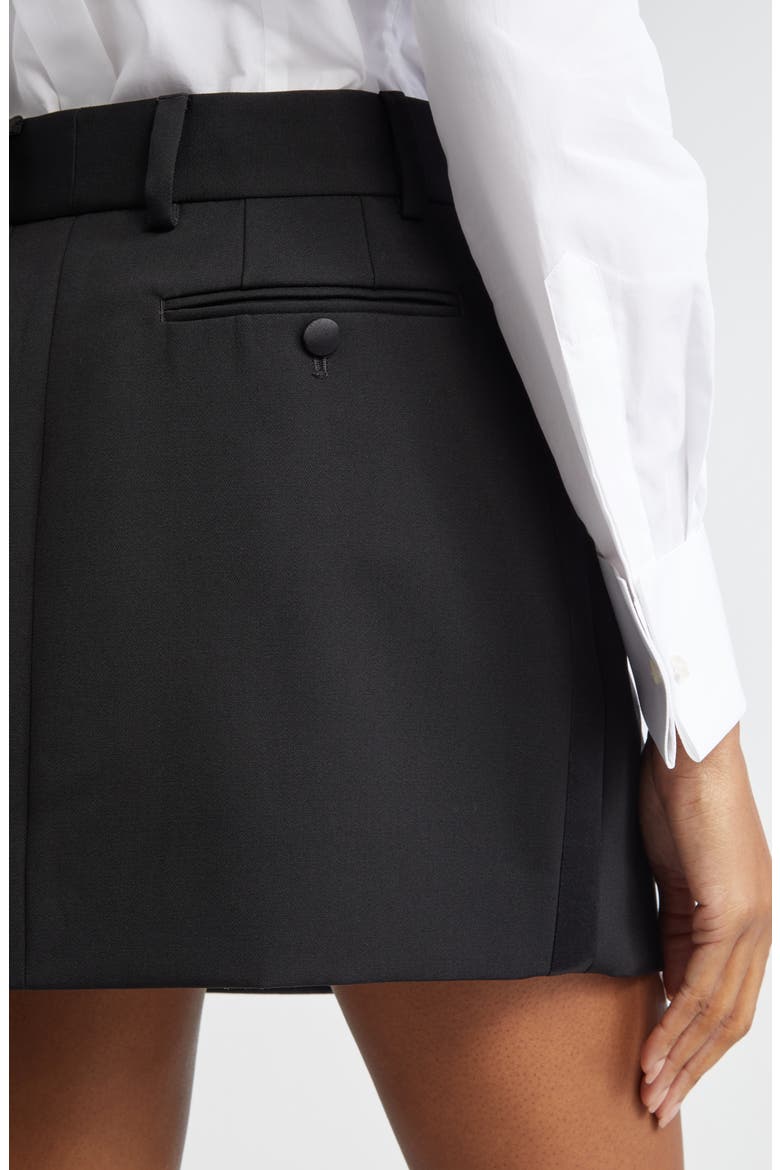 Virgin Wool & Silk Blend Gabardine Tuxedo Skirt, Alternate, color, NERO