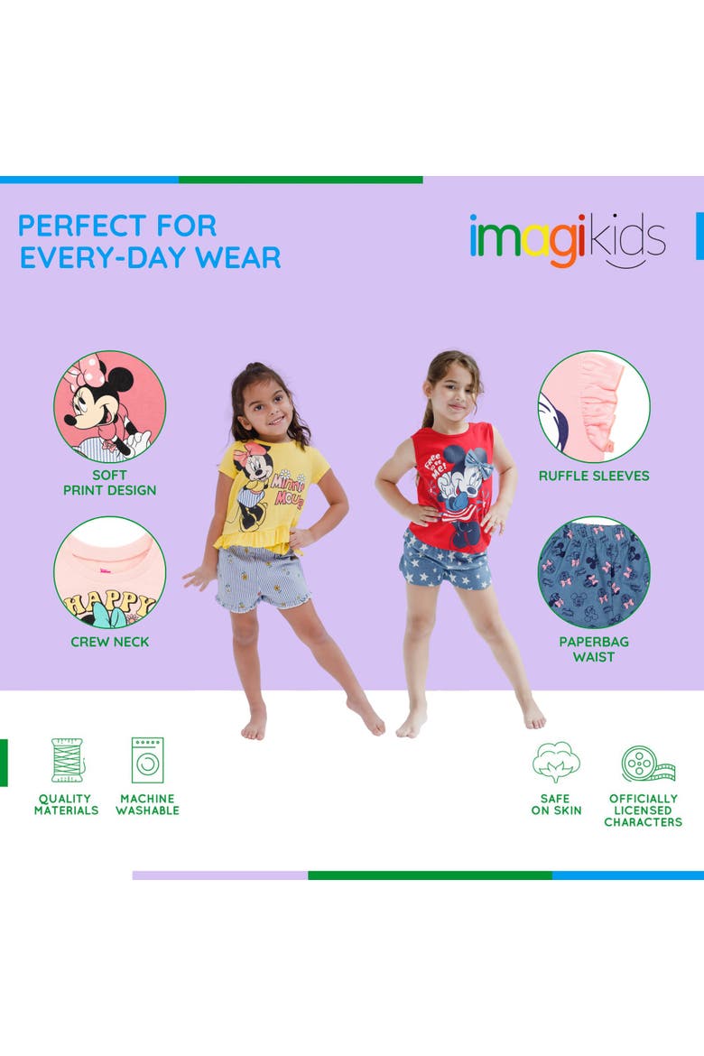 Minnie Mouse 2-Piece Graphic T-Shirt and Shorts Set, Alternate, color, Minnie Red Stripe
