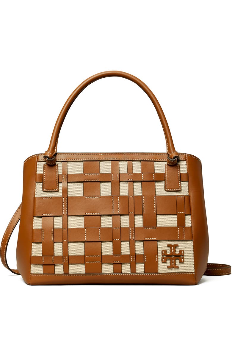 Tory Burch McGraw Canvas & Leather Woven Satchel, Main, color,
