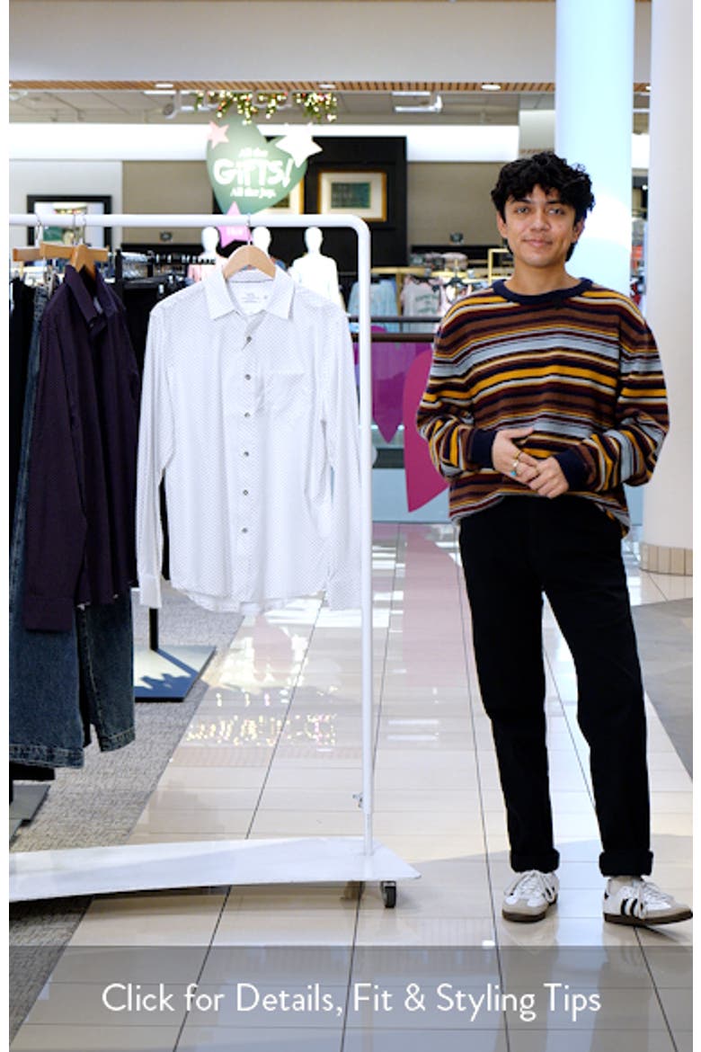 Reworked Slim Fit White Diamond Print Cotton Button-Up Shirt video