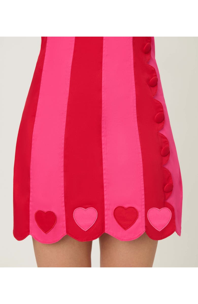 Smak Parlour Stripe Scallop Mini Dress, Alternate, color, Pink & Red Stripe