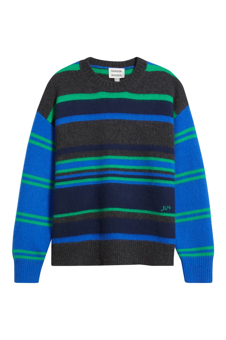 René Stripe Merino Wool Crewneck Sweater, Alternate, color, BLUE/ GREY MULTI