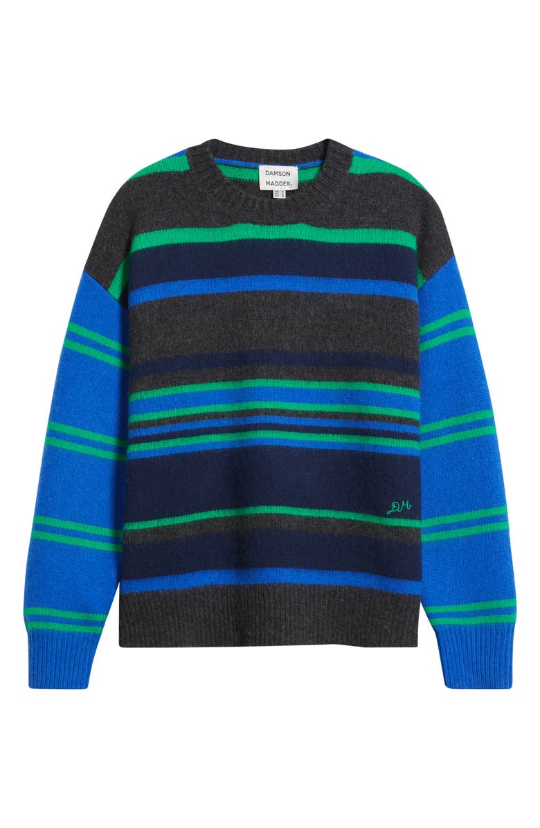 Damson Madder René Stripe Merino Wool Crewneck Sweater, Alternate, color, Blue/ Grey Multi