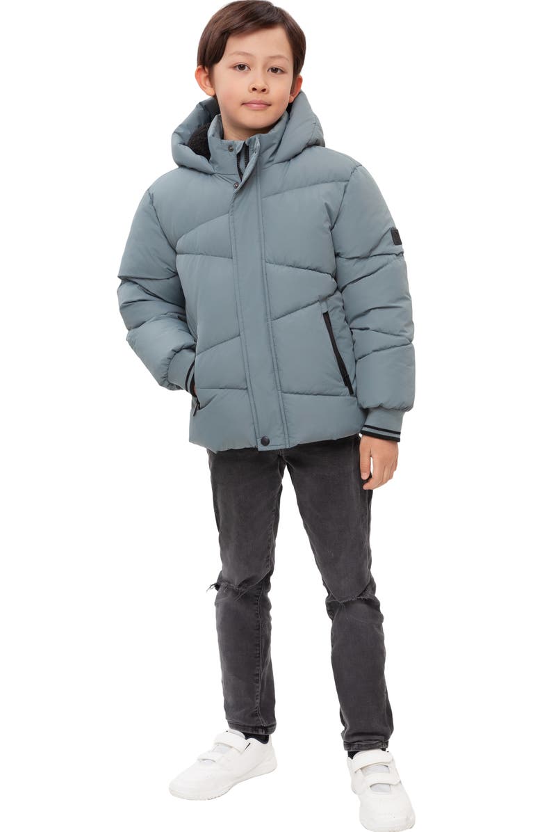 Rokka&Rolla Kids
 Cozy Grid Puffer Jacket, Alternate, color, Slate Green