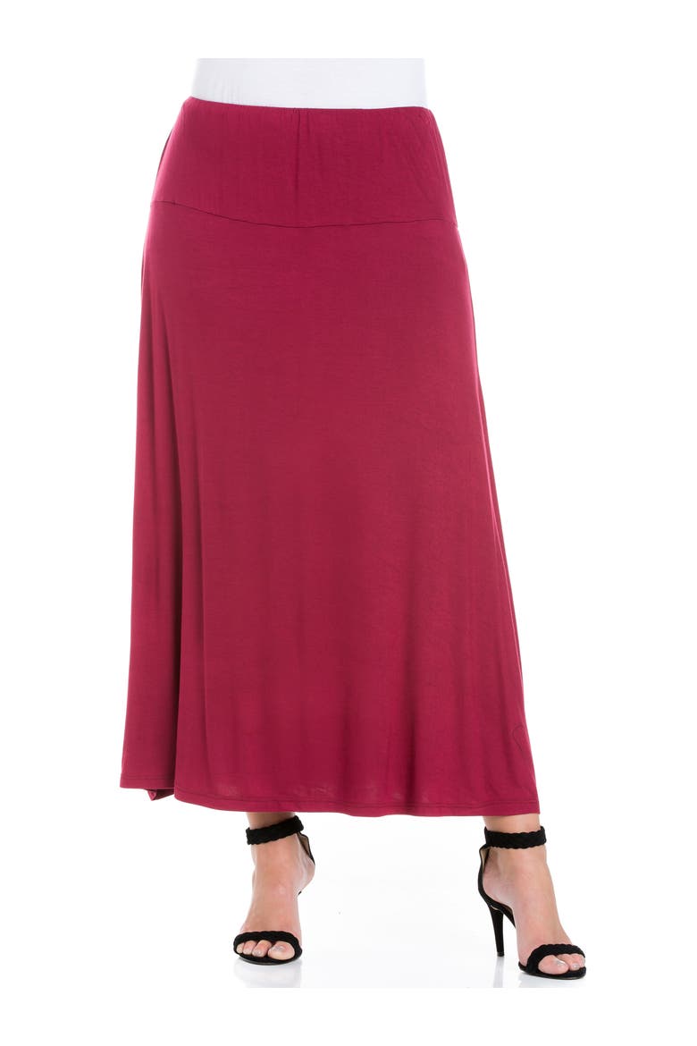 Plus Size Comfortable Fit Elastic Waist Maxi Skirt, Main, color, Wine
