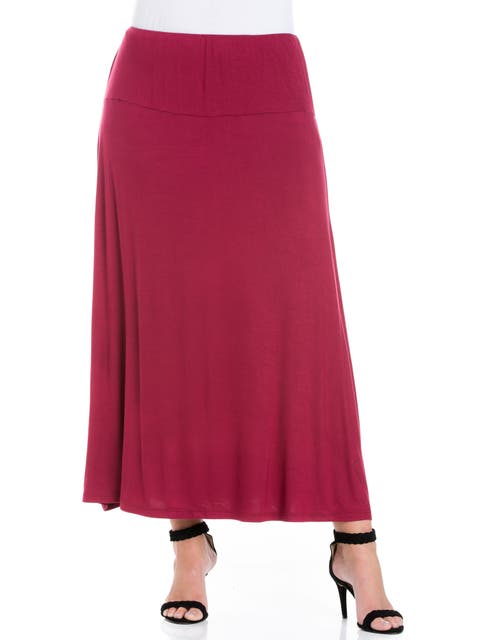 Plus Size Comfortable Fit Elastic Waist Maxi Skirt