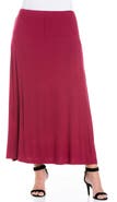 24seven Comfort Apparel Plus Size Comfortable Fit Elastic Waist Maxi Skirt