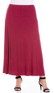 24seven Comfort Apparel Plus Size Comfortable Fit Elastic Waist Maxi Skirt