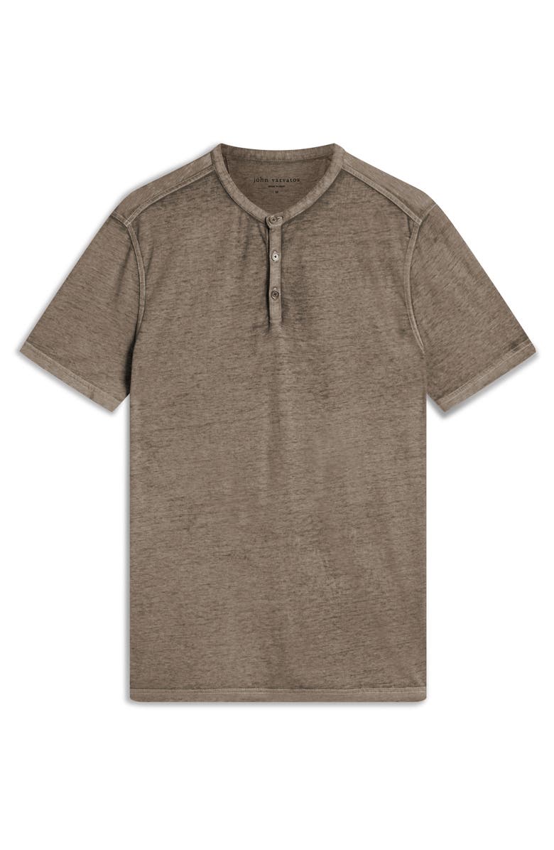 John Varvatos Duke Short Sleeve Slub Henley, Alternate, color, Spruce