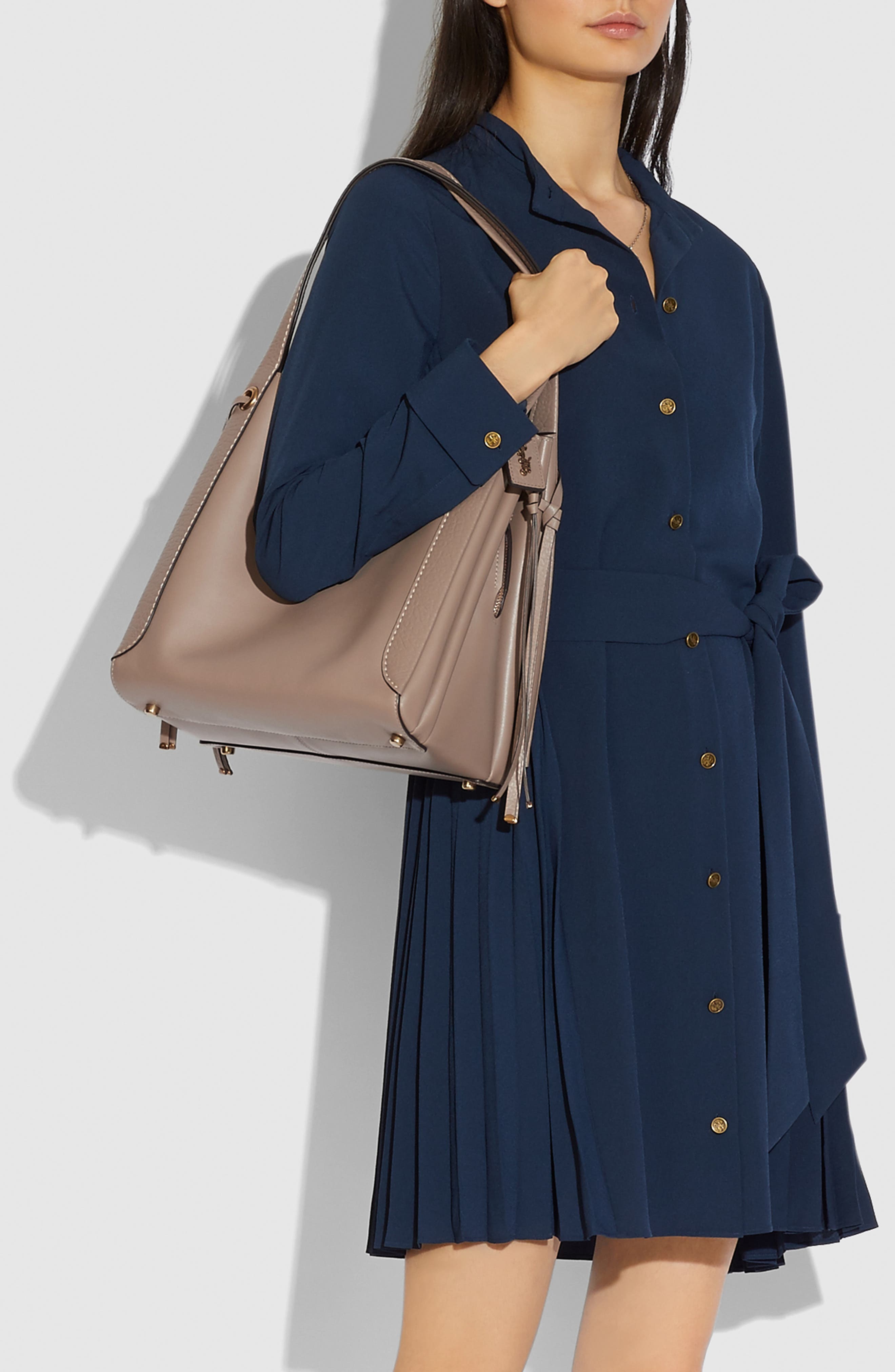 COACH Harmony Mixed Leather Hobo, Alternate, color, 