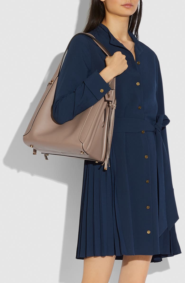 COACH Harmony Mixed Leather Hobo, Alternate, color,