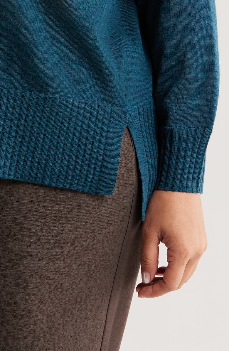 Eileen Fisher V-Neck Merino Wool Sweater, Alternate, color, Blue Spruce