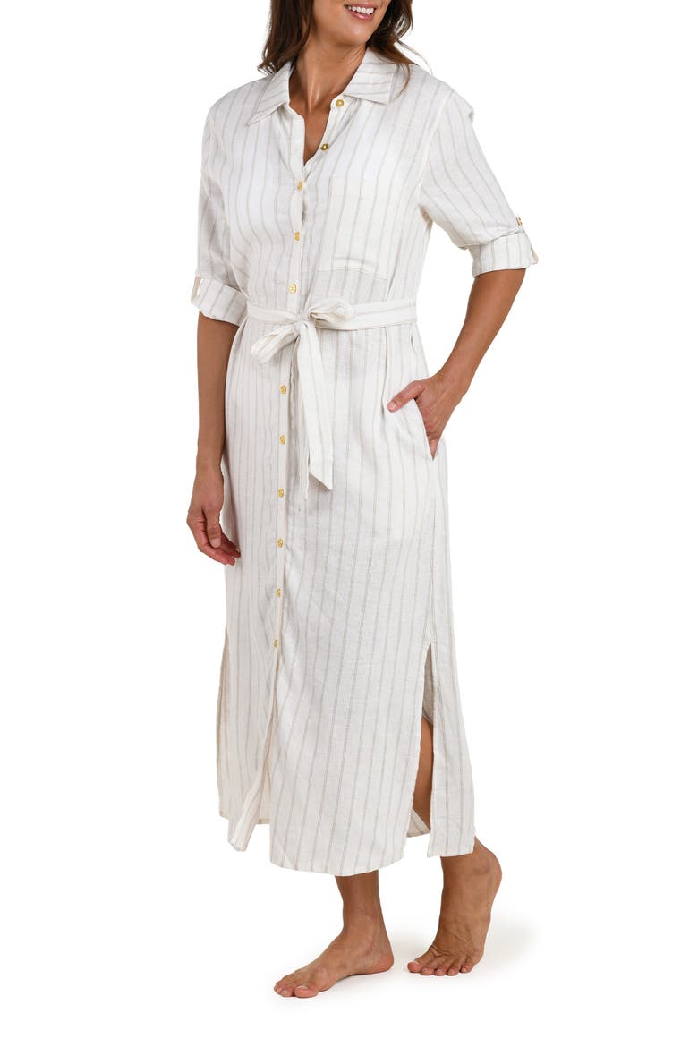 Delphine Coast Button Front Cover-Up Shirtdress, Alternate, color, CREAM