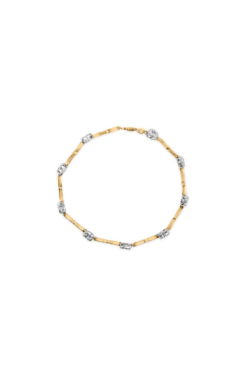 Haus of Brilliance 10k Two-Tone Gold 1/3 Cttw Diamond Pave Set Heart S-Link 7.25" Bracelet, Alternate, color, Yellow