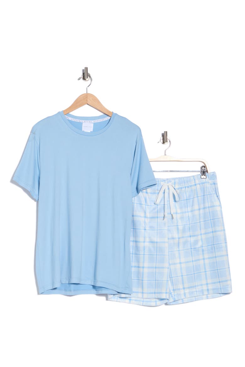 Crewneck Tee & Shorts Pajama Set, Alternate, color, CLEAR SKY/CLEAR SKY