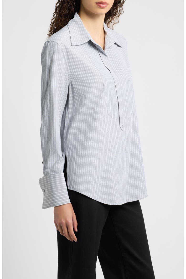 Tanner Striped Bib Front Shirt, Alternate, color, BLACK/ WHITE