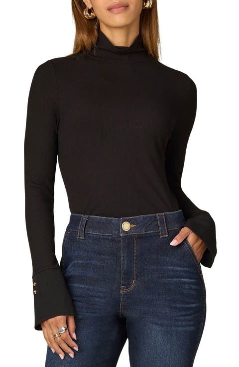 Mock Neck French Cuff Rib Sweater