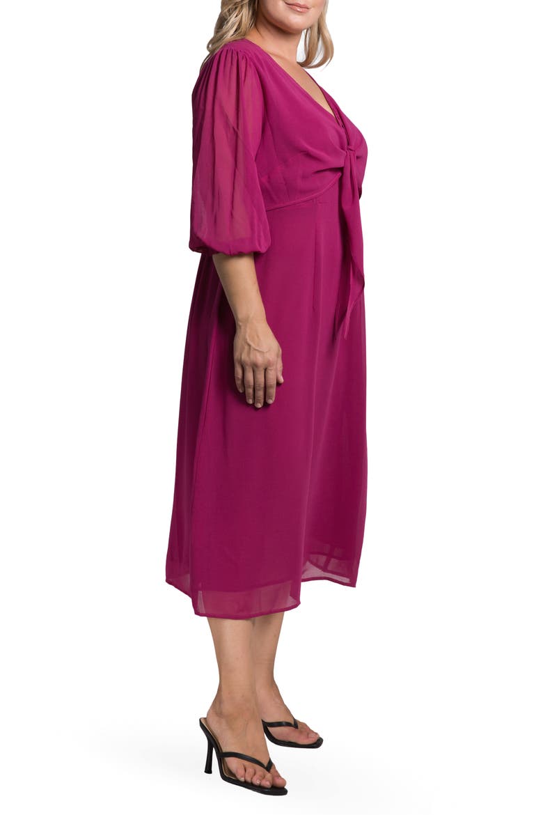 Kenna Tie Front Chiffon Midi Dress, Alternate, color, FUCHSIA