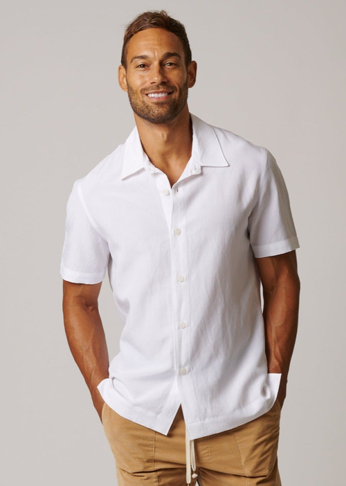 Leisure Lab Cabana Button Up In White