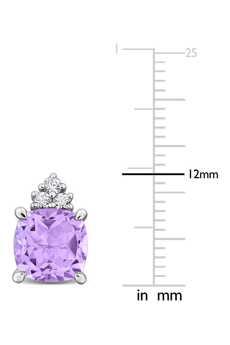 Sterling Silver Pink Amethyst & White Sapphire Stud Earrings, Alternate, color, PURPLE