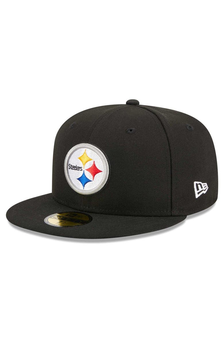 New Era Men's New Era Black Pittsburgh Steelers Main Patch 59FIFTY Fitted Hat, Alternate, color, Black