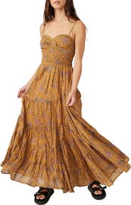 Free People Sundrenched Floral Smocked Bodice Maxi Sundress