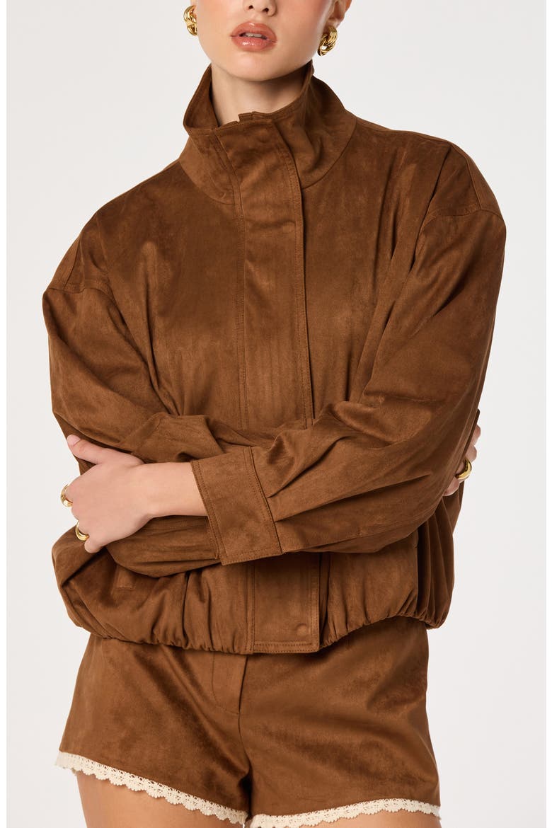 Cooper Faux Suede Jacket, Alternate, color, CHESTNUT