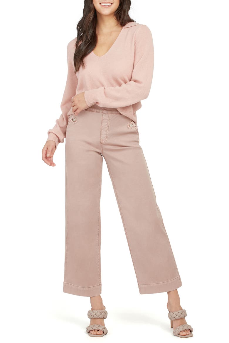 Stretch Twill Wide Leg Crop Pants, Alternate, color, MAUVE