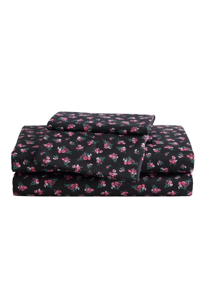 Bouquet Ditsy Sheet Set, Main, color, BLACK