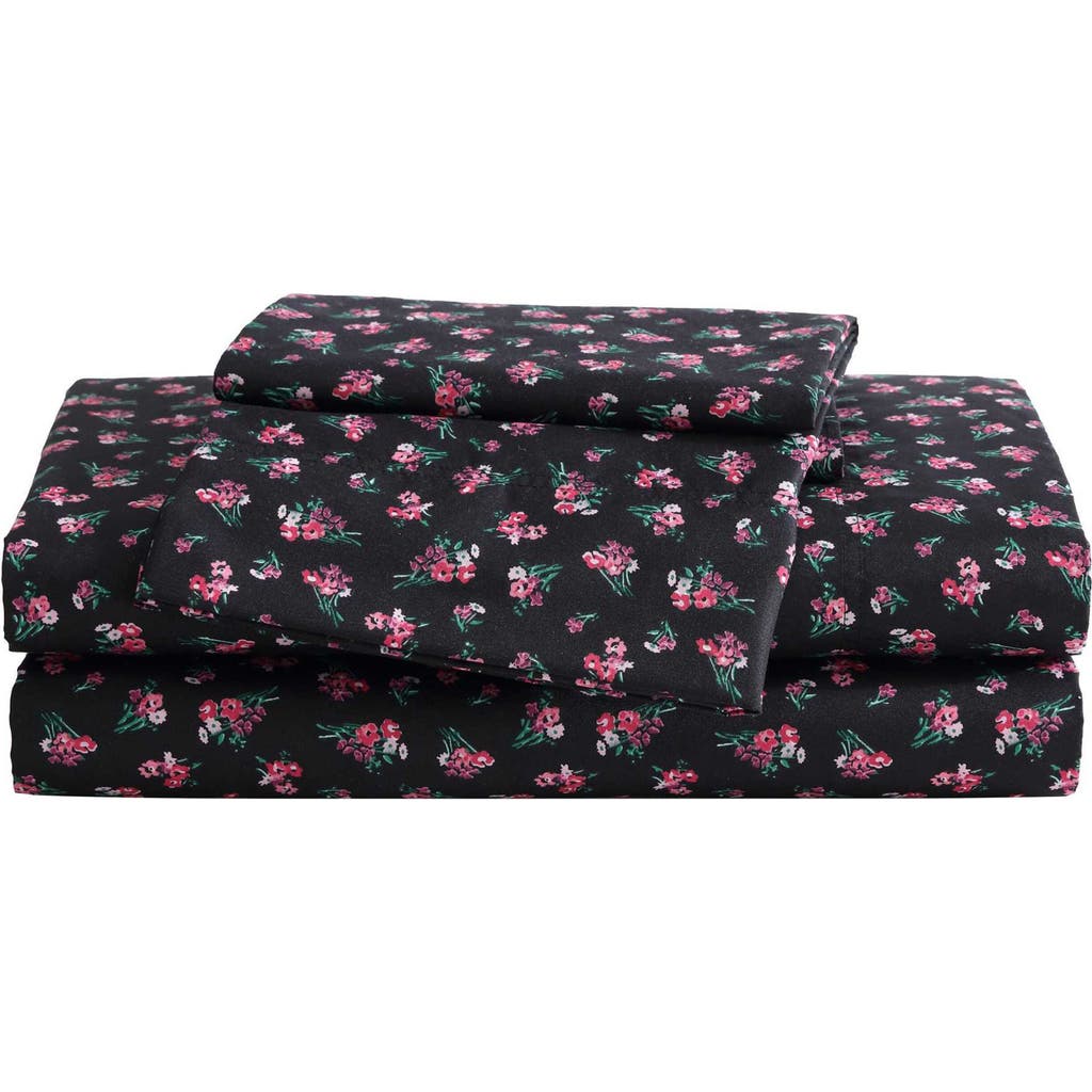 Betsey Johnson Bouquet Ditsy Sheet Set In Black