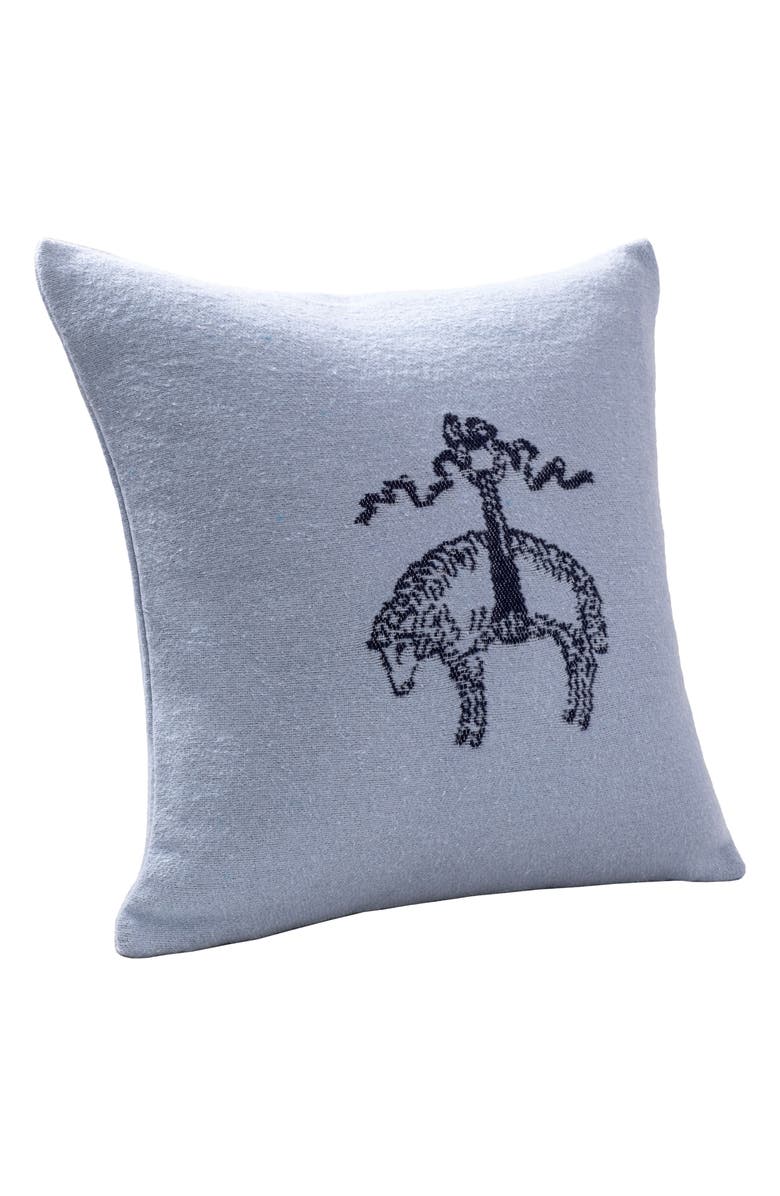 Brooks Brothers Signature Logo Cotton Throw Pillow, Alternate, color, Light Marine