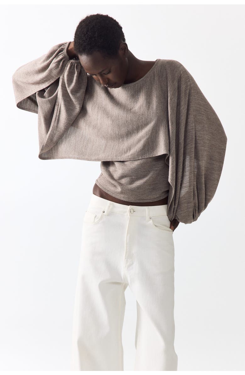 H&M Layered Fine-knit Top, Main, color, Taupe